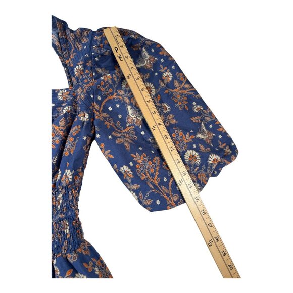House of Harlow x Revolve Anastassia Blue Boho Floral Puff Sleeve Dress Sz S - Picture 8 of 10